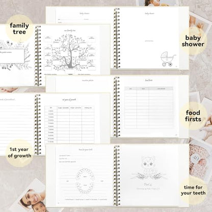 1DOT2 Timeless First 5 Years Keepsake Baby Memory Book for Boy or Girl - color: Beige