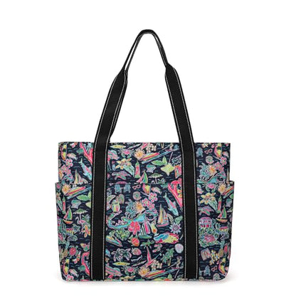 Tote Bag for Women with LaptopCompartment & Cup Holder - color: Bermuda Island