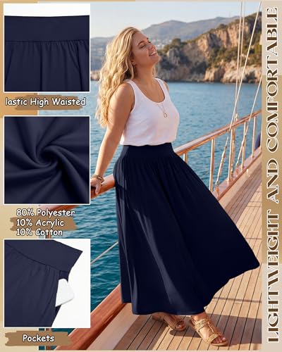 3 Pack Women's Plus Size Maxi Skirts - color: Black, Navy Blue, Charcoal Gray, size: XX-Large
