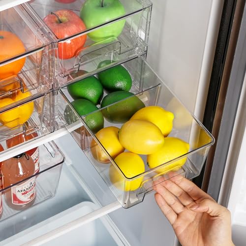 Vtopmart 8 Pack Stackable Clear Drawer with Dividers - size: 8Pack 4.4"H-with Dividers
