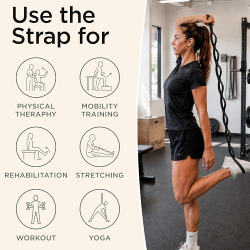 TECEUM Stretching Strap with 10 Loops for Physical Therapy & Rehab - color: Black, size: Polypropylene 1” W - 10 Loops