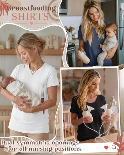 3 Pack Nursing Tops for Women - color: Haze Blue, White, Black, size: X-Large