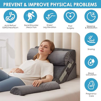 MEGCXIT Wedge Pillow Set for After Surgery, Bed Wedge, 4PCS, Grey - color: Grey, size: 4pcs