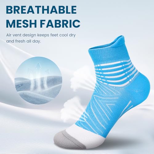 IRAMY Compression Ankle Support Socks Women - Wicking, Cushioned Athletic, Plantar Fasciitis Relief 2/3/6 Pairs - color: Black+white+grey(3 Packs), size: Medium