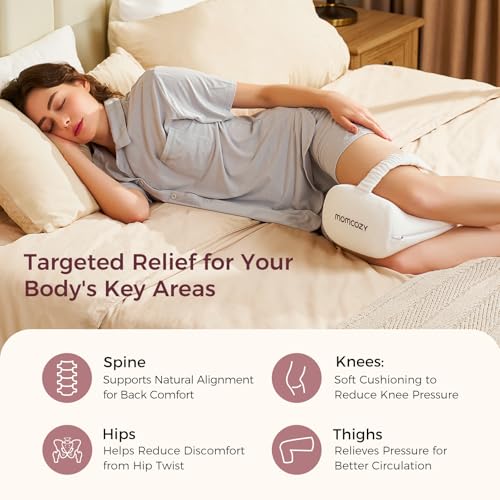 Momcozy Knee Pillow for Side Sleepers, Soft Memory Foam & Pinch-Free Design - color: Cream White