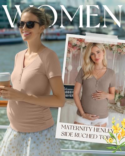 3 Pack Women's Maternity Shirts - color: Cream, Khaki, Light Coffee, size: XX-Large