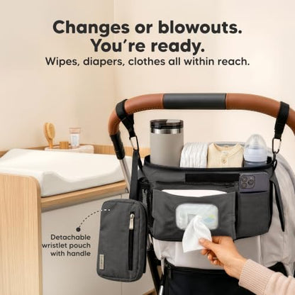 KeaBabies Stroller Organizer Bag, Stroller Caddy, Cup Holder (Mystic Gray) - color: Mystic Gray