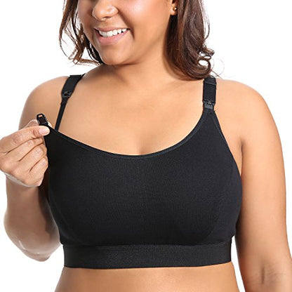 Gratlin Cotton Nursing Bra for Breastfeeding - color: Black, size: 5X-Large
