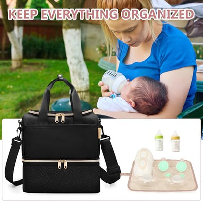 Fasrom Wearable Breast Pump Bag with Breastmilk Cooler Compartment - color: Black