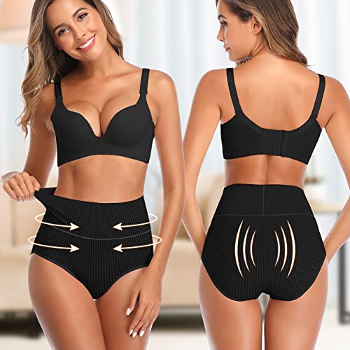 UMMISS Womens Underwear Cotton High Waisted Tummy Control Panties Plus Size Full Coverage Ladies Briefs - color: C-multi-5 Pack, size: 3X-Large-4X-Large