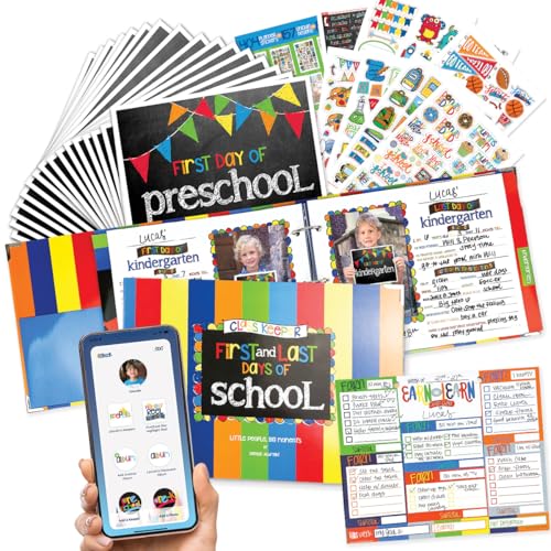 Class Keeper® Ultimate School Memory Book Bundle | Photo Signs, Stickers & Digital Memory App Included - color: Keepsake Bundle: Stripes Class Keeper + Primary Flags Signs + School Rocks Stickers