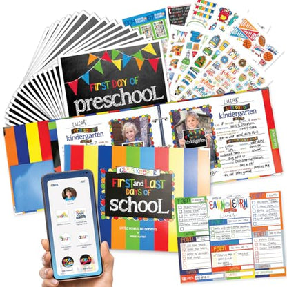 Class Keeper® Ultimate School Memory Book Bundle | Photo Signs, Stickers & Digital Memory App Included - color: Keepsake Bundle: Stripes Class Keeper + Primary Flags Signs + School Rocks Stickers