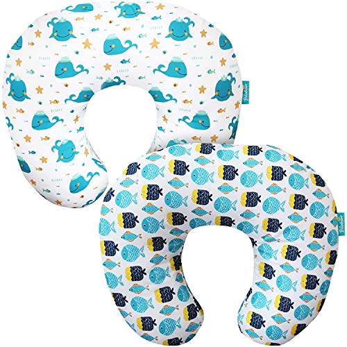 Biloban Nursing Pillow Cover 2 Pack for Boppy Pillow, Whale & Fish - color: Whale & Fish