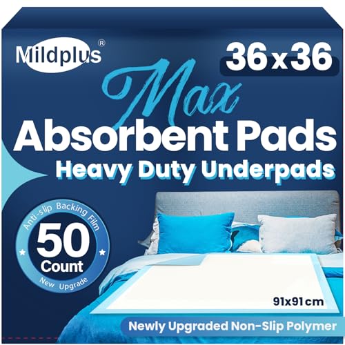 MILDPLUS Heavy Duty Underpad 36''x36'' 50 Count (Blue) - size: 36x36-50 (Blue)
