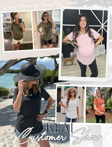 Women's Maternity Nursing Tops Soft Breastfeeding Shirts Pregnancy Tees - color: Light Grey, size: Large