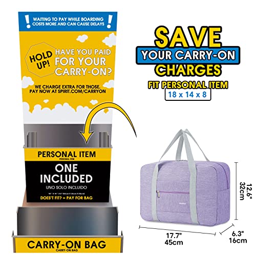 Narwey Personal Item Travel Bag, Foldable Carry on Duffle Bag for Women Men - color: AA-Thick Series Light Purple, size: without Shoulder Strap