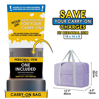 Narwey Personal Item Travel Bag, Foldable Carry on Duffle Bag for Women Men - color: AA-Thick Series Light Purple, size: without Shoulder Strap