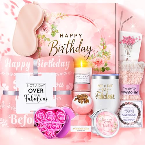 Fortuning's JDS 15PCS Valentine's Day Gift, Birthday Gifts for Women-Pink Self Care Package Get Well Soon Gifts, Relaxing Spa Gift Thinking of You Care Package for Mom Her Wife Girlfriend - color: Pink