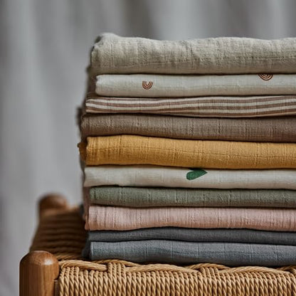Swaddle Blanket, 100% Organic Cotton Muslin, 47"x47" Newborn - color: Natural Stripe
