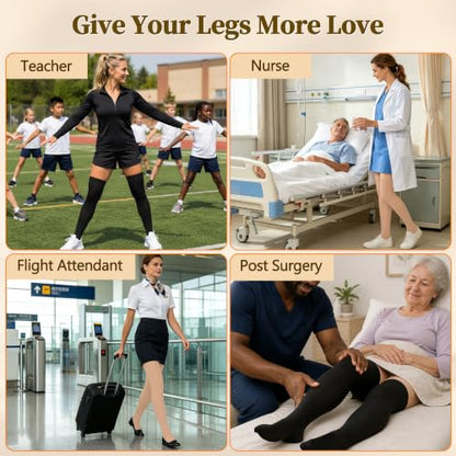 Medical Compression Stockings, 20-30 mmHg Thigh High Support Socks - color: Beige, size: 4X-Large