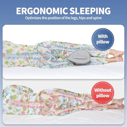 Memory Foam Knee Pillow for Back Sleepers, Spinal Alignment, Gray - color: Grey