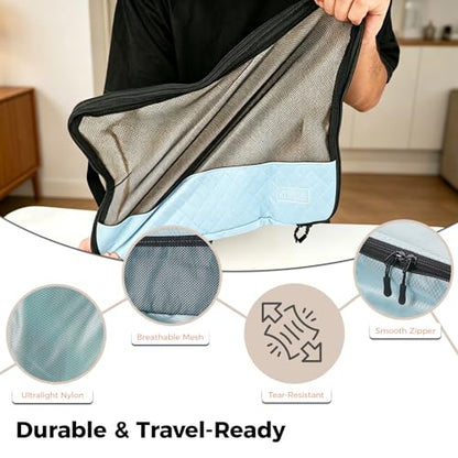 Compression Travel Packing Cubes for Carry On, 8-Piece Luggage Organizer - color: Blue--8 Set