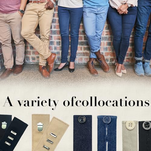 Pants Button Extender 6-Pack for Men & Women, Elastic Jeans Waist Extender & Dress Pant Hook Set, Adjustable Waistband Extenders for Early Maternity Pregnancy, Button Extender for Jeans Instant Fit