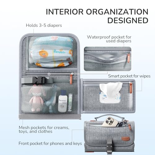 Alatino Portable Diaper Changing Pad, Wipe Clean, Large 25x22, Grey - color: Grey