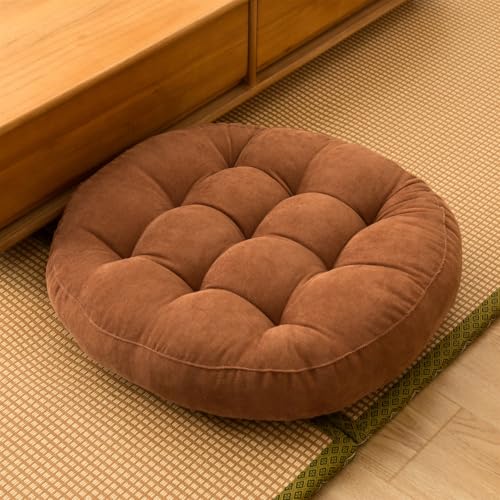 SK Studio Meditation Floor Pillow Large Round Seat Cushion for Adults - color: Brown, size: 22"W x 22"L (Pack of 1)