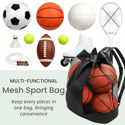 Large Ball Bag, Mesh Sport Bag Adjustable Double Strap
