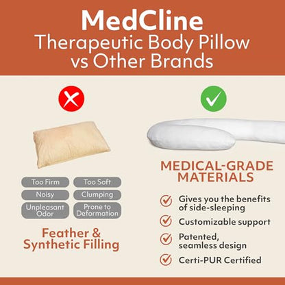 MedCline J-Shaped Therapeutic Full Length Body Pillow for Side Sleepers - size: Therapeutic