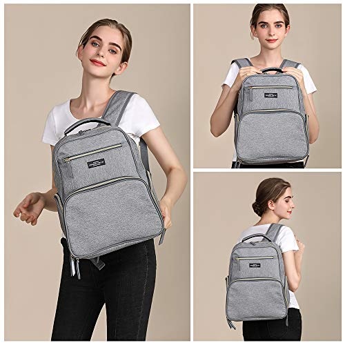 Breast Pump Backpack Diaper Bag - Multi-Function Mommy Outdoor Working Backpack with Insulation Pocket - color: Grey