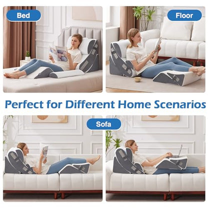 Ahpmeoa 6PCS Wedge Pillow Set for After Surgery, Sit Up Pillow, White - color: White