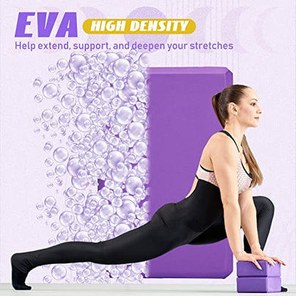 Wettarn 6 Pack EVA Yoga Blocks Bulk, Non Slip Pilates Brick - color: Purple