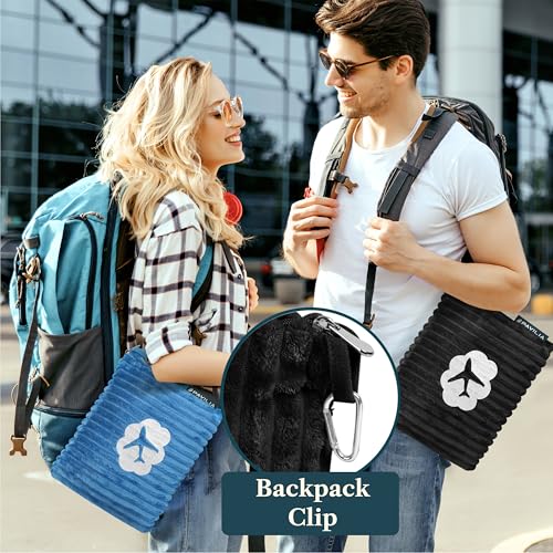 PAVILIA Travel Blanket Pillow, Soft Ribbed Fleece Airplane Blanket, Black - color: Black