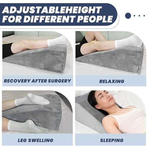 Arc-Designed Leg Elevation Pillow for After Surgery – 9.5" Height Knee Replacement Recovery Aid, Bone Foam Knee Surgery Pillow for Hip & Ankle Pain Relief, 29.5" x 13" x 9.5" - size: Basic-layer