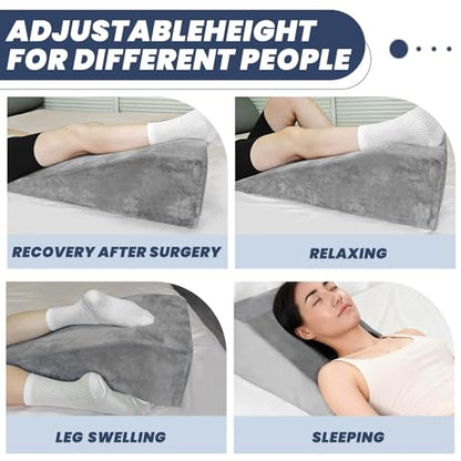 Arc-Designed Leg Elevation Pillow for After Surgery – 9.5" Height Knee Replacement Recovery Aid, Bone Foam Knee Surgery Pillow for Hip & Ankle Pain Relief, 29.5" x 13" x 9.5" - size: Basic-layer