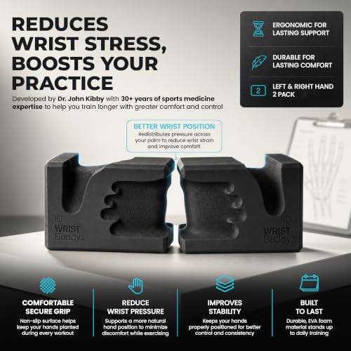 WRISTBuddy® Yoga Blocks 2 Pack, High Density Non-Slip, Hand-Shaped Design - color: Black