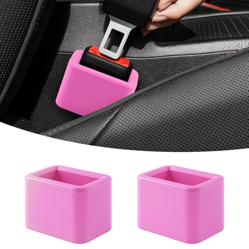 2 PCS Seat Belt Buckle Holder, Silicone Seatbelt Buckle Booster to Makes Receptacle Stand Upright for Easy Access (Pink) - color: Pink