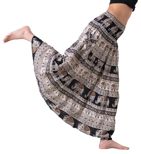 Long Skirts Tiered Maxi Boho Skirt - color: Hippie Elephant Black, size: Large-X-Large