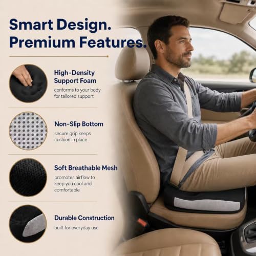 Memory Foam Ergonomic Seat Cushion for Office Chairs Pain Relief - color: Black Mesh