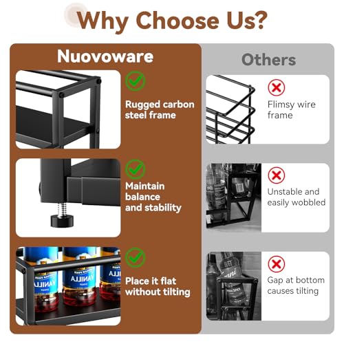 Nuovoware Expandable Coffee Syrup Organizer, 2-Tier Syrup Rack, Black
