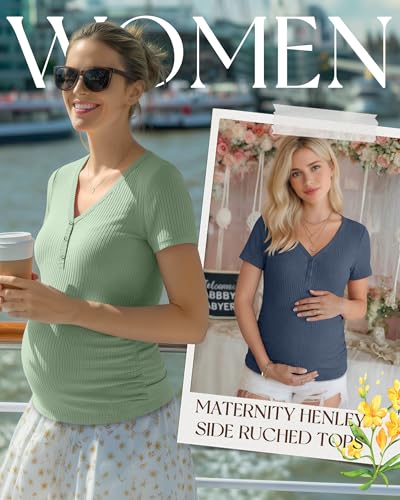 3 Pack Women's Maternity Shirts - color: Haze Blue, Light Pink, Gray Green, size: XX-Large