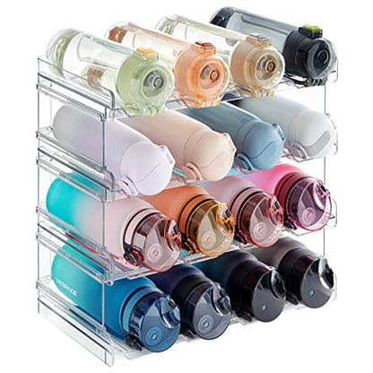 Lifewit Stackable Water Bottle Organizer for Cabinet, Clear Tumbler Holder - size: 4 Tier-16 Bottle