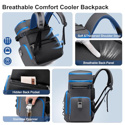 Weitars Insulated Cooler Backpack,Waterproof Soft Cooler Bag 31L/52 Can - color: DarkGray