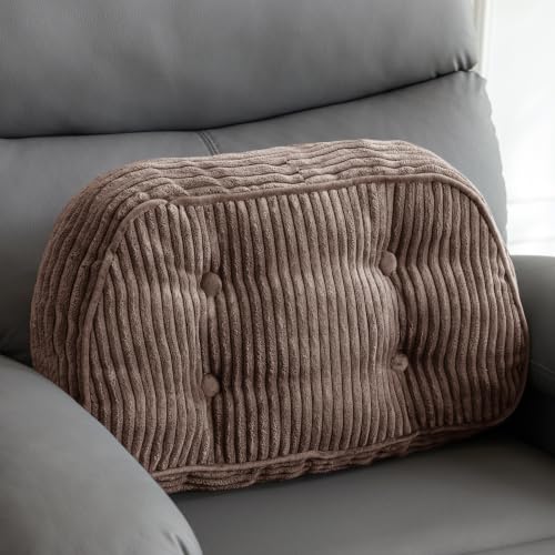HIGOGOGO Large Lumbar Support Pillow for Recliner Chair/Accent Chair/Couch/Office Chair, Tufted Corduroy Back Support Cushion for Elderly, Recliner Cushions for Back Rest, Pain Relief, Reading, Brown - color: Brown, size: X-Large