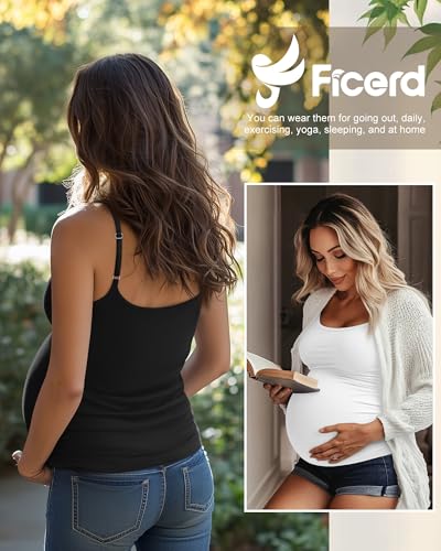Ficerd 3 Pack Women's Maternity Tank Tops - color: Dark Gray, White, Black, size: XX-Large