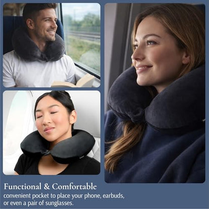 Brookstone Travel Neck Pillow Lightweight U-Shaped Memory Foam Pillow - color: Olive