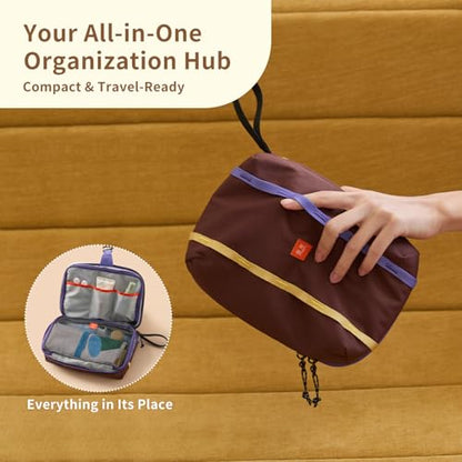 morning deer Medium Sized Toiletry Bag Travel Bag Wet-Dry with Hanging Hook