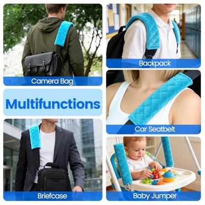 Amooca 2 Pack Seat Belt Covers Soft Shoulder Pad for Cars & Backpack - color: Blue